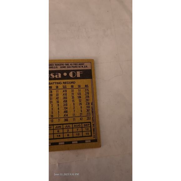 1990 Topps - Sammy Sosa #692 (RC) Error Card - Picture 5 of 15